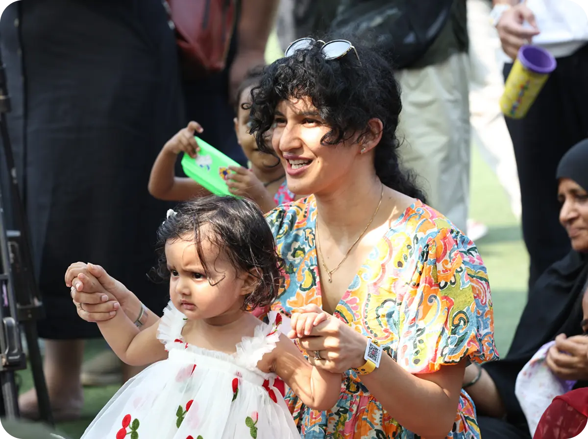 Parent and child at concert